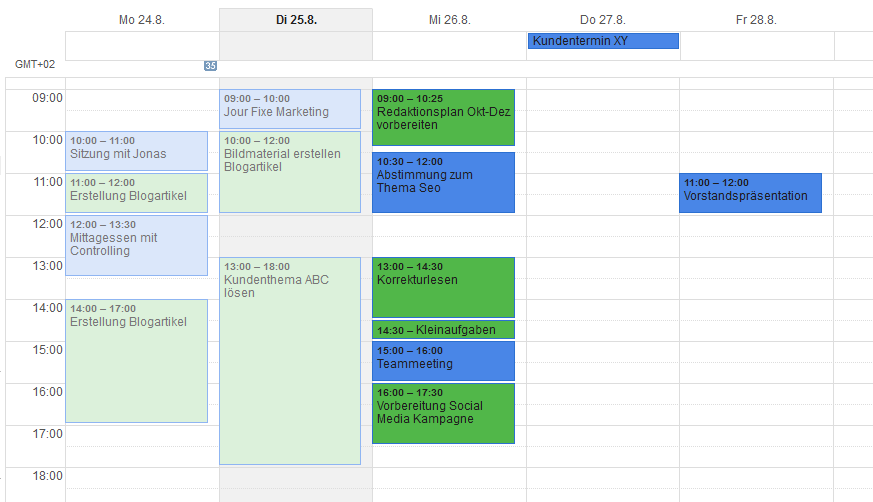 ToDo-Liste planen: Kalenderansicht mit Aufgaben